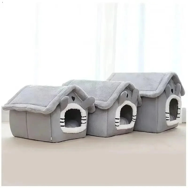 Casa de perro cálida para interiores, cama suave para mascotas, tienda de campaña, caseta para perros, cama para gatos, cojín extraíble y lavable, adecuada para las cuatro estaciones, universal