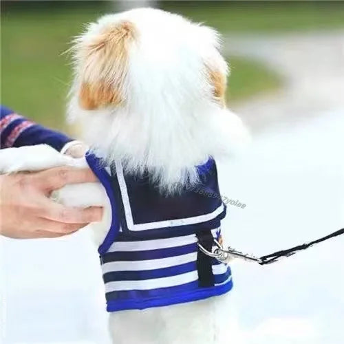 Pet Dog Harness Soft Breathable Navy Style Leash Set For Small Medium Dogs Chihuahua Puppy Collar Cat Pet Dog Chest Strap Leash