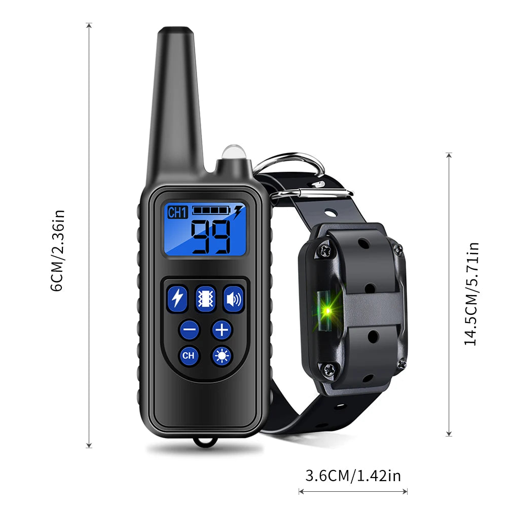 Electric Dog Training Collar Rechargeable Anti Barking Shock Vibration Collar Waterproof Trainer for All Dogs Pet with Clicker