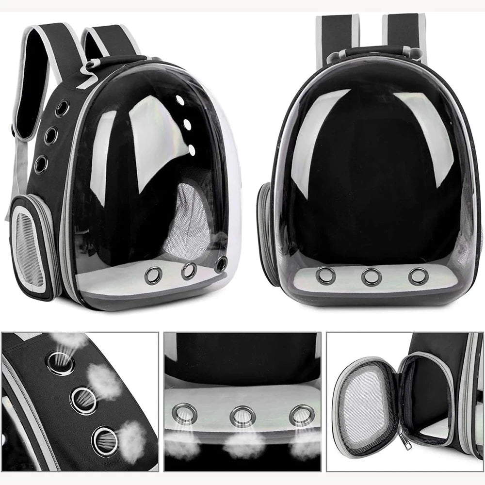Cat Pet Carrier Backpack - Transparent Capsule Bubble Design, Breathable for Small Animals (Puppy/Kitty/Bird), Ideal for Travel