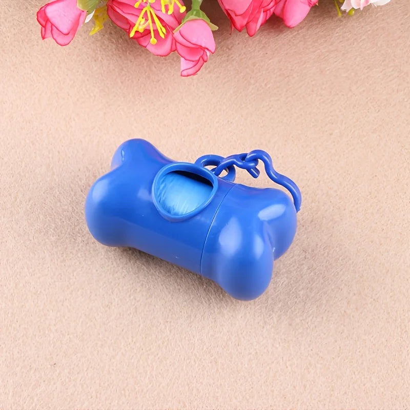 Portable Bone Shaped Dog Waste Bag Holder With Disposable Pet Garbage Bags For Outdoor Walking Supply