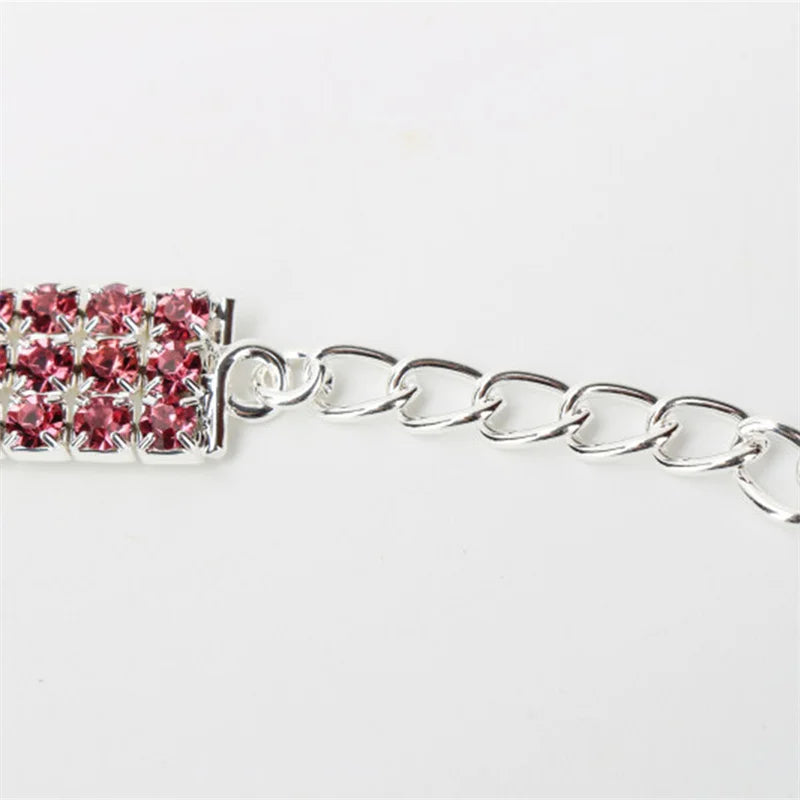 Bling Rhinestone Dog Collar Crystal Puppy Chihuahua Pet Dog Collars Leash For Small Medium Dogs Mascotas Accessories S M L Pink