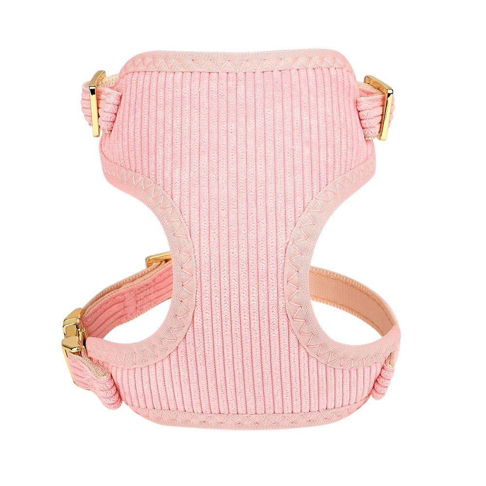 3PCS Dog Collar Harness Leash Set Breathable Dog Harnesses Soft Velvet Puppy Necklace With Bowknot Pet Walking Rope For Dogs Pug