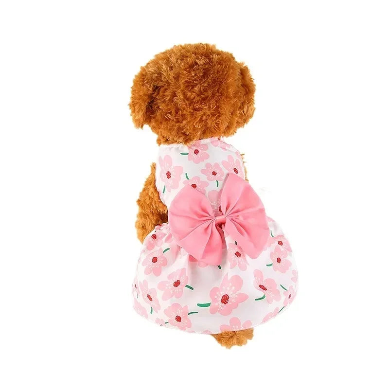 Puppy Skirt Spring Summer Dog Princess Dress Pet Skirt Cute Dog Dress Bow Lace for Small Medium Puppy Poodle Chihuahua Dog Cloth