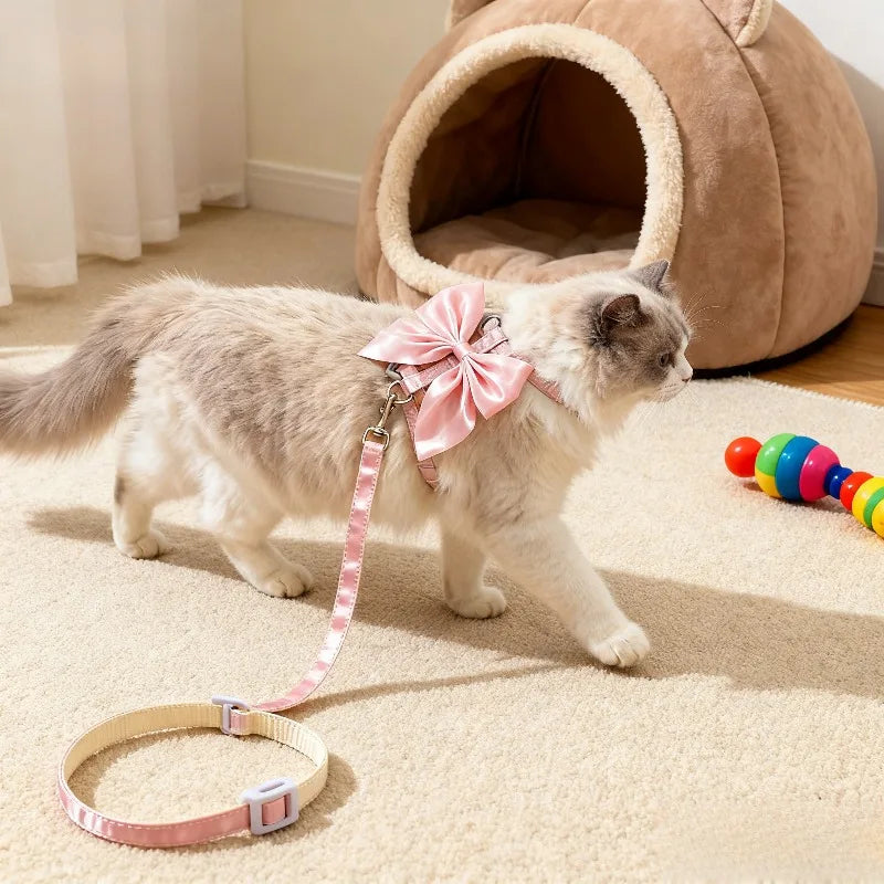Adjustable Pet Harness with Traction Rope for Cat Kitten Puppy Rabbit Ferret Cute Cat Harness Leash Cat Harness Leash forWalking