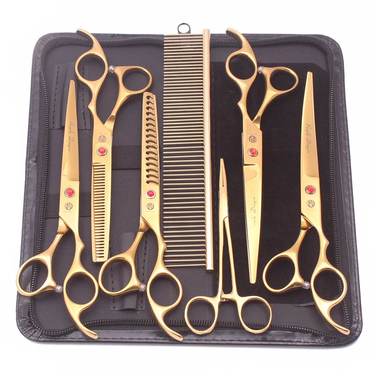 Purple Dragon Dog Grooming Scissors 7" Japan Stainless Straight Shears Pet Thinning Scissors Dog Curved Shears Chunker Z3003