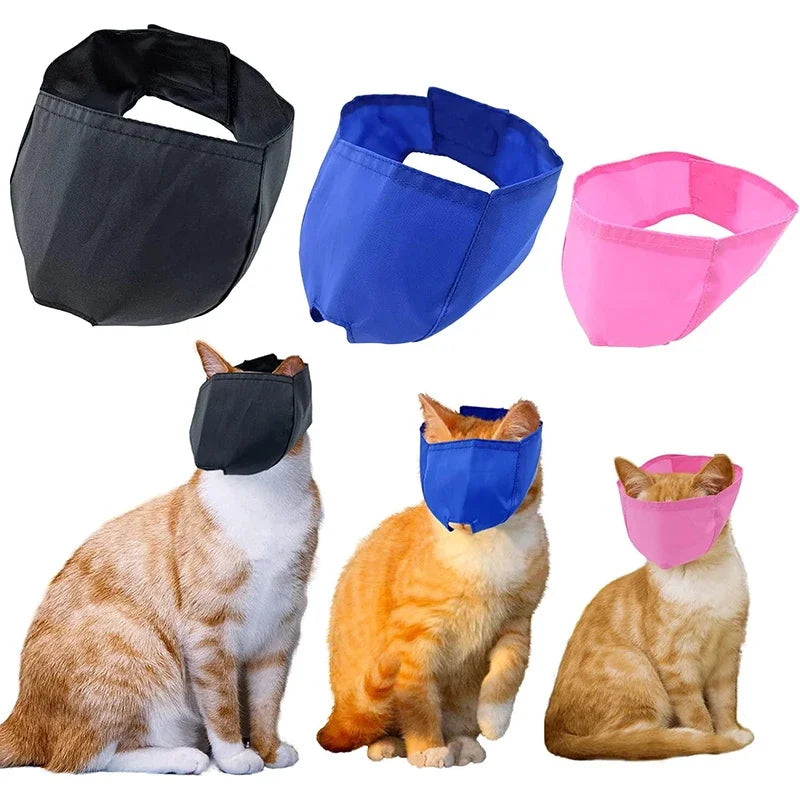Cat Anti-bite Muzzles Breathable Nylon Protective Hood Cat Grooming Restraint Bags For Prevent Cats From Biting Nail Trimming