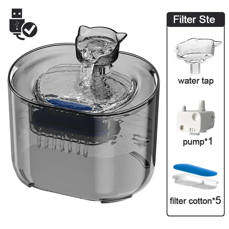 Cat Fountain Pets Water Fountain Cats Dispenser Auto Filter USB Electric Mute Cat Drinker Bowl Recirculate Filtring Drinker