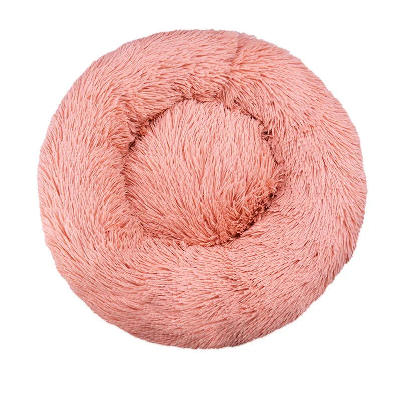 Cama redonda para perros, cálida y de invierno, para gatos, cesta de felpa, lavable, para perros pequeños, medianos y grandes, sofá para gatos.