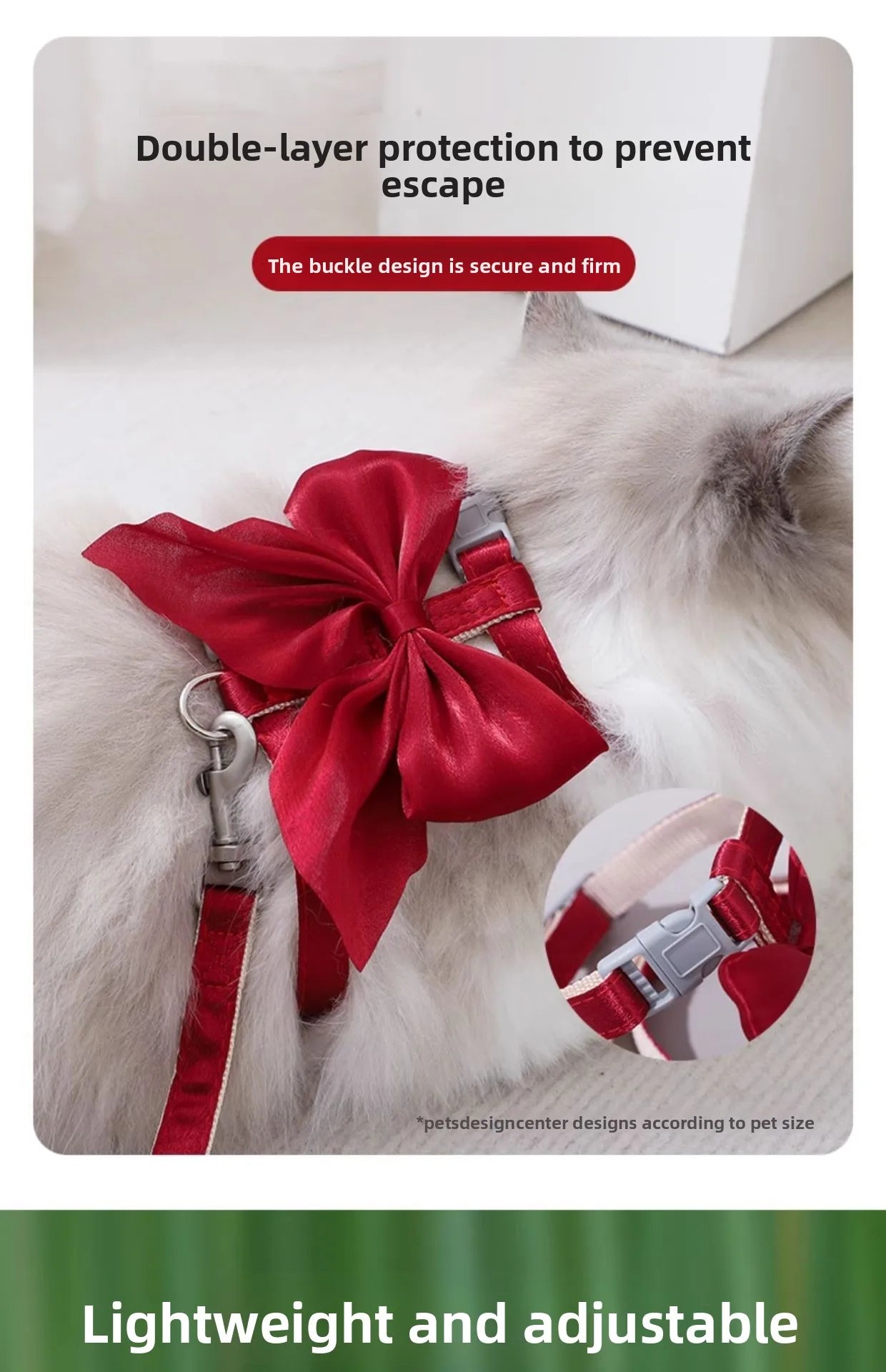 Adjustable Pet Harness with Traction Rope for Cat Kitten Puppy Rabbit Ferret Cute Cat Harness Leash Cat Harness Leash forWalking