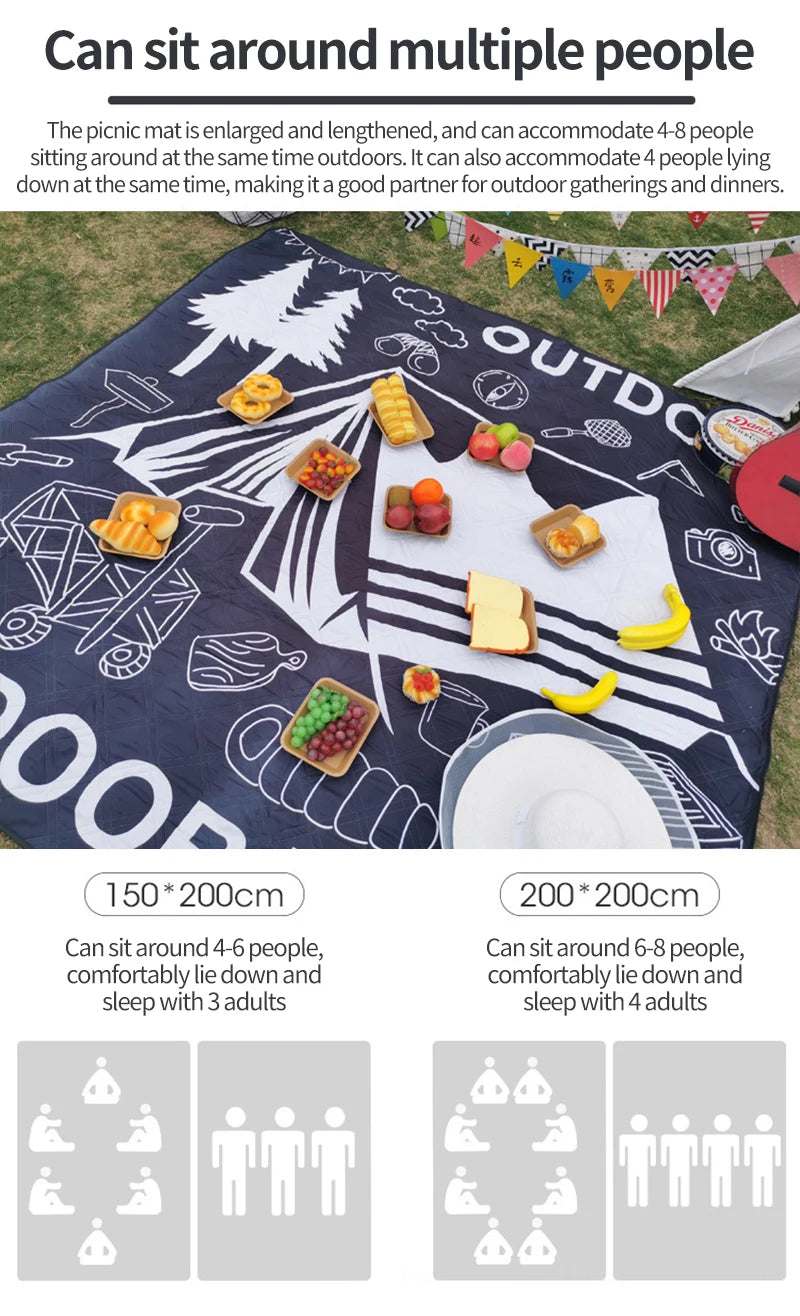 Outdoor Camping Portables Picnic Mat Lawn Mat Thickened Moisture-Proof Camping Mat Aluminum Film Base Machine Washable