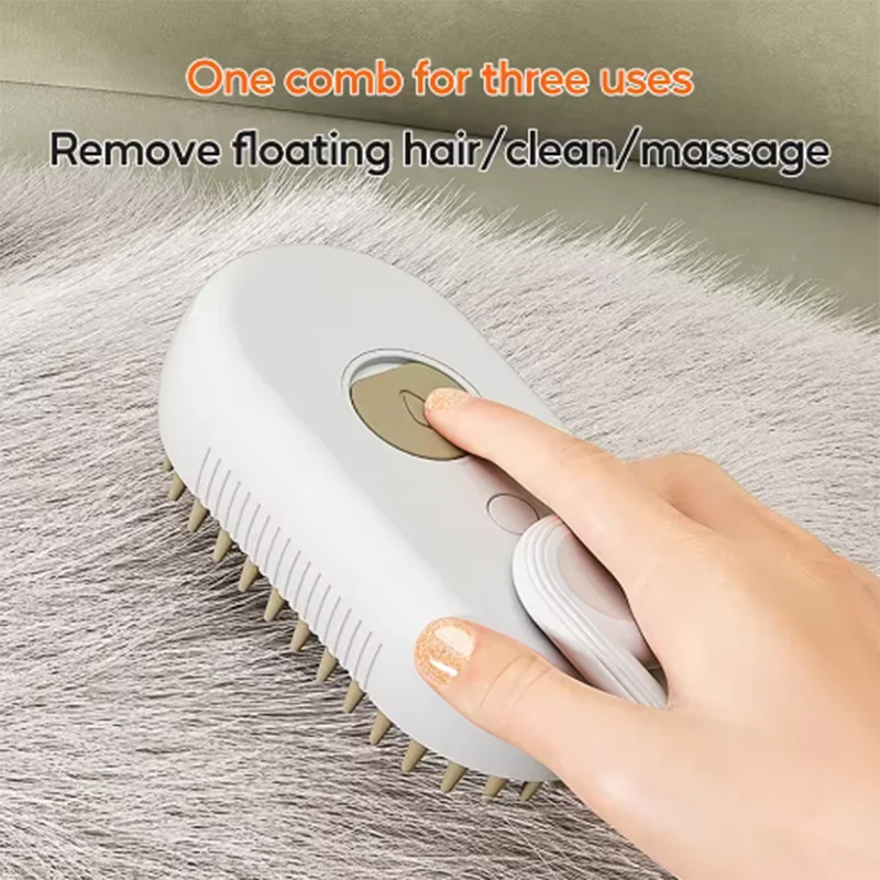 Cepillo masajeador con pulverizador de vapor para gatos y perros, plegable, giratorio y flotante, para depilación y baño.