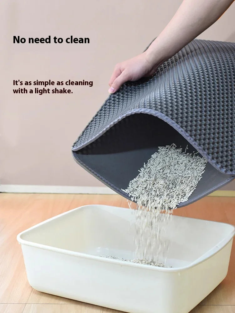 Alfombrilla grande para arena de gatos, impermeable, de doble capa, antideslizante, lavable, duradera, para entrenamiento de baño de mascotas