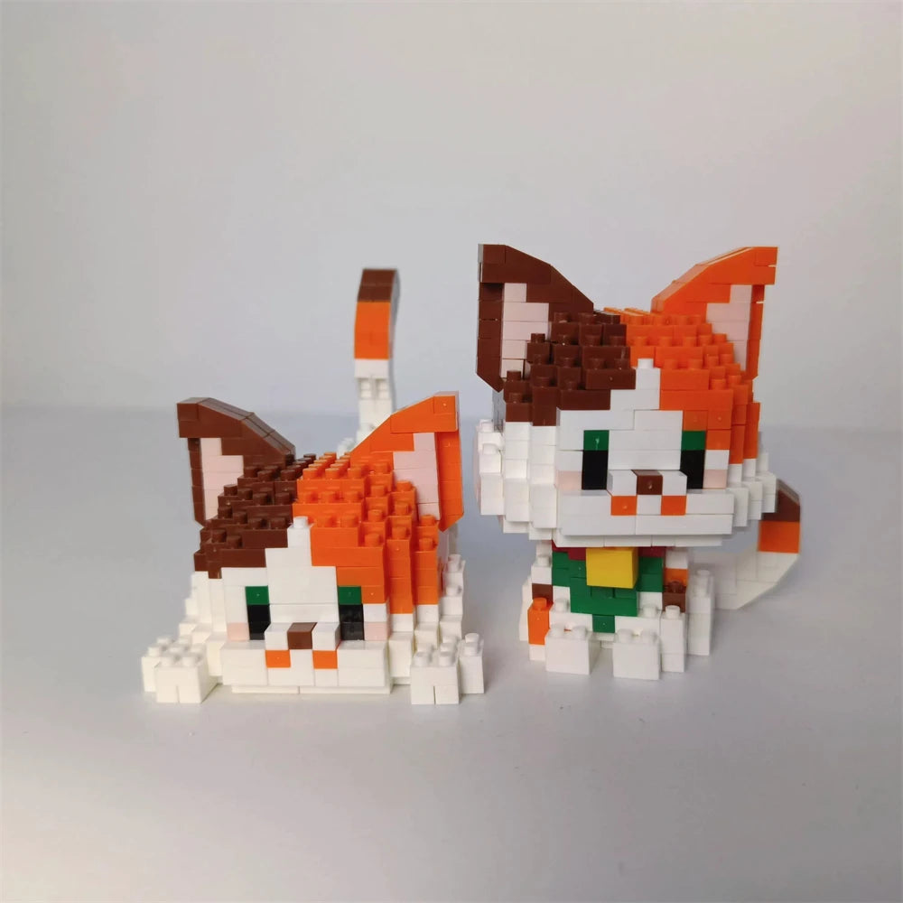 Dual Form Cat Shape Pet Series Model Micro Mini Building Blocks Toys Pocket-Sized Cuteness Pet Cat Display Decor Good For Girls