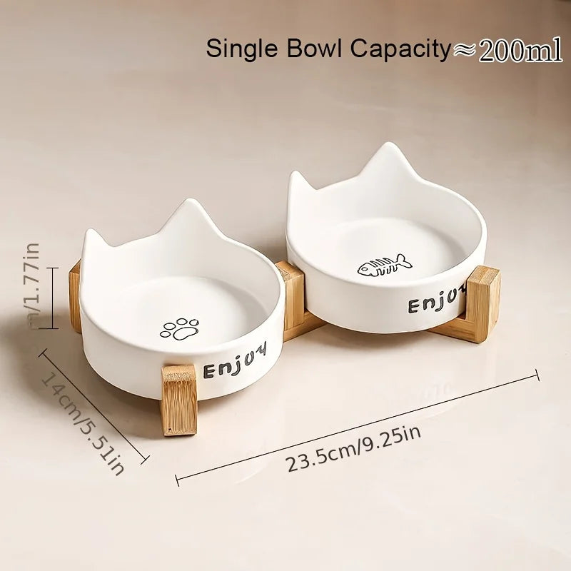 Ceramic Raised cat bowl Anti Rollover Cat Feeder for Small Dogs cats Round Pet Water Bowl Pet Supplies