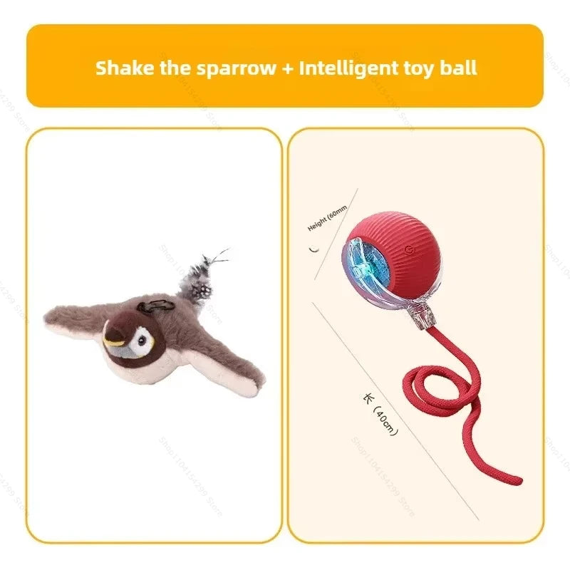 Juguetes interactivos para gatos, pájaro volador recargable, juguete para gatos que canta y aletea (sin volar), se puede agregar hierba gatera, juguete de peluche activado al tacto.