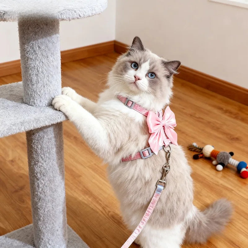 Adjustable Pet Harness with Traction Rope for Cat Kitten Puppy Rabbit Ferret Cute Cat Harness Leash Cat Harness Leash forWalking