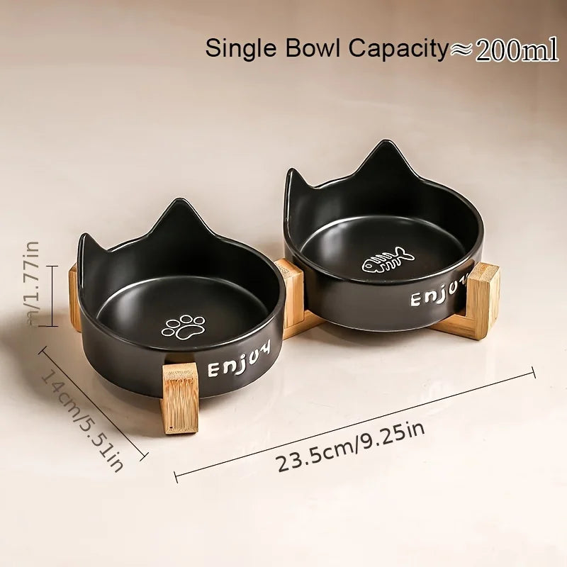 Ceramic Raised cat bowl Anti Rollover Cat Feeder for Small Dogs cats Round Pet Water Bowl Pet Supplies