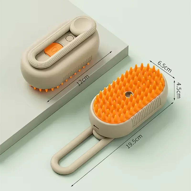 Cepillo masajeador con pulverizador de vapor para gatos y perros, plegable, giratorio y flotante, para depilación y baño.