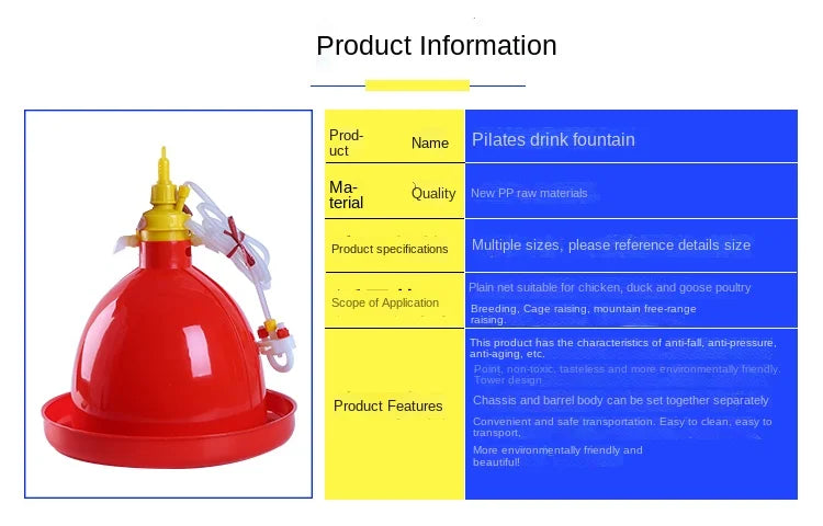 Chicken Duck Goose Broiler Plasson Drinker Plastic Poultry Waterer Automatic Fountaion Kettle Drinking Watering line Supplies