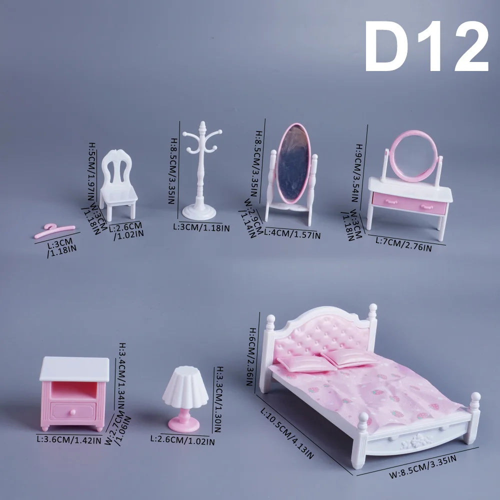 1:12 Miniature Furniture Forest Family Kitchen Toy Dining Table Dollhouse Accessories Bathroom Pretend Play For Girl Gifts Toys
