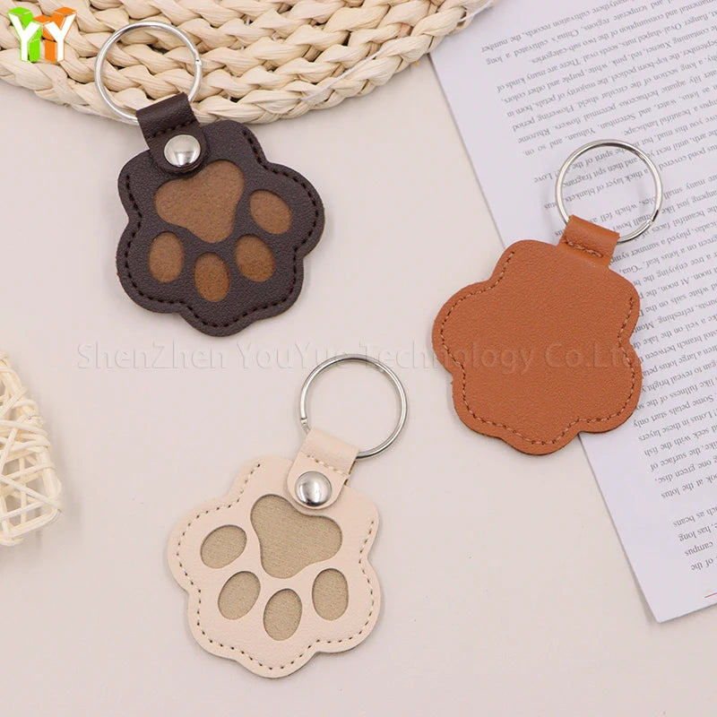 Memorial Leather Pet Hair Storage Bag Cat Paw Keychain Multifunctional Portable Keychain