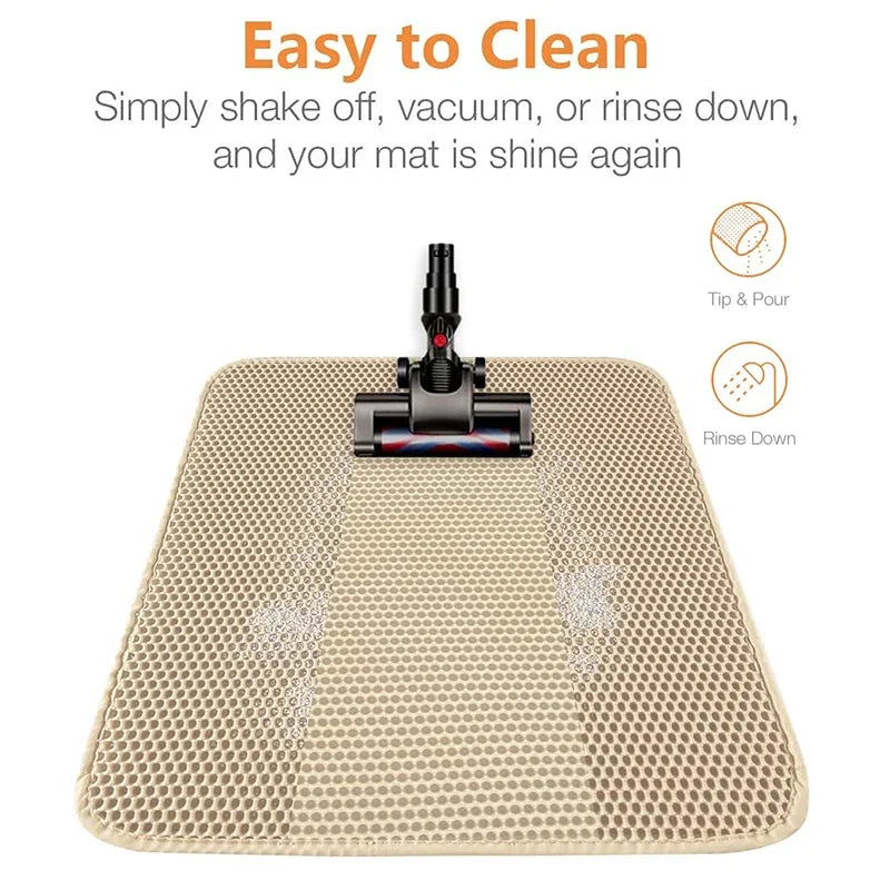 Alfombrilla para arena de gatos antideslizante, grande, con filtro, de doble capa, resistente al desgaste, impermeable, suministros de limpieza para mascotas
