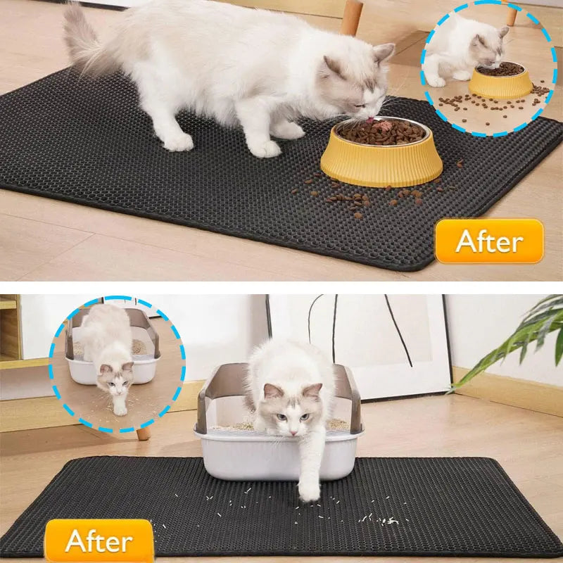 Alfombrilla impermeable de doble capa para arena de gatos, alfombrilla para caja de arena, almohadilla de limpieza, productos para gatos, accesorios.