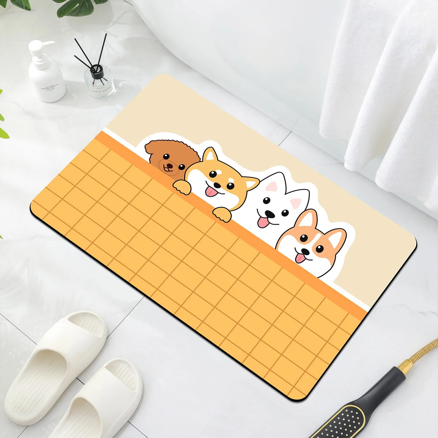 Cartoon Bathroom Soft Diatomaceous Mud Floor Mat, Bathroom Absorbent Foot Mat, Toilet Sink, Bedroom Mat, Carpet