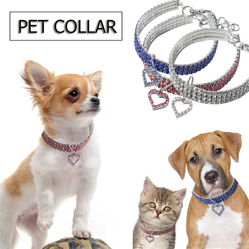 Bling Rhinestone Dog Collar Crystal Puppy Chihuahua Pet Dog Collars Leash For Small Medium Dogs Mascotas Accessories S M L Pink