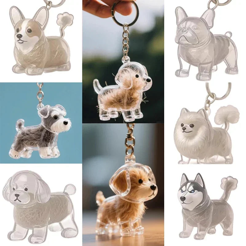 Dogs Hair Storage Pendant Cute Keychain Bag Pendant Couple Car Key Chains Jewelry Souvenir Collection Gift Decor Dog Accessories