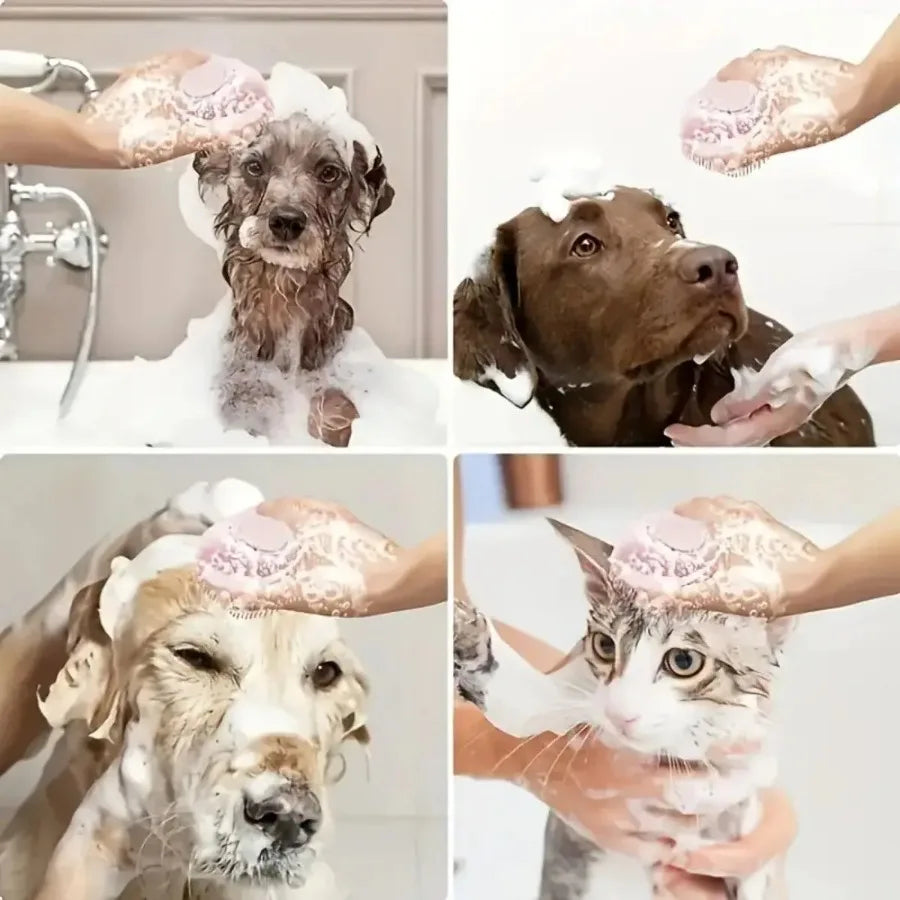 1pcs Soft Dog Bath Brush - Gentle Massage with Shampoo Dispenser - Efficient Cat Grooming Brush for a Paws-itive Cleanin