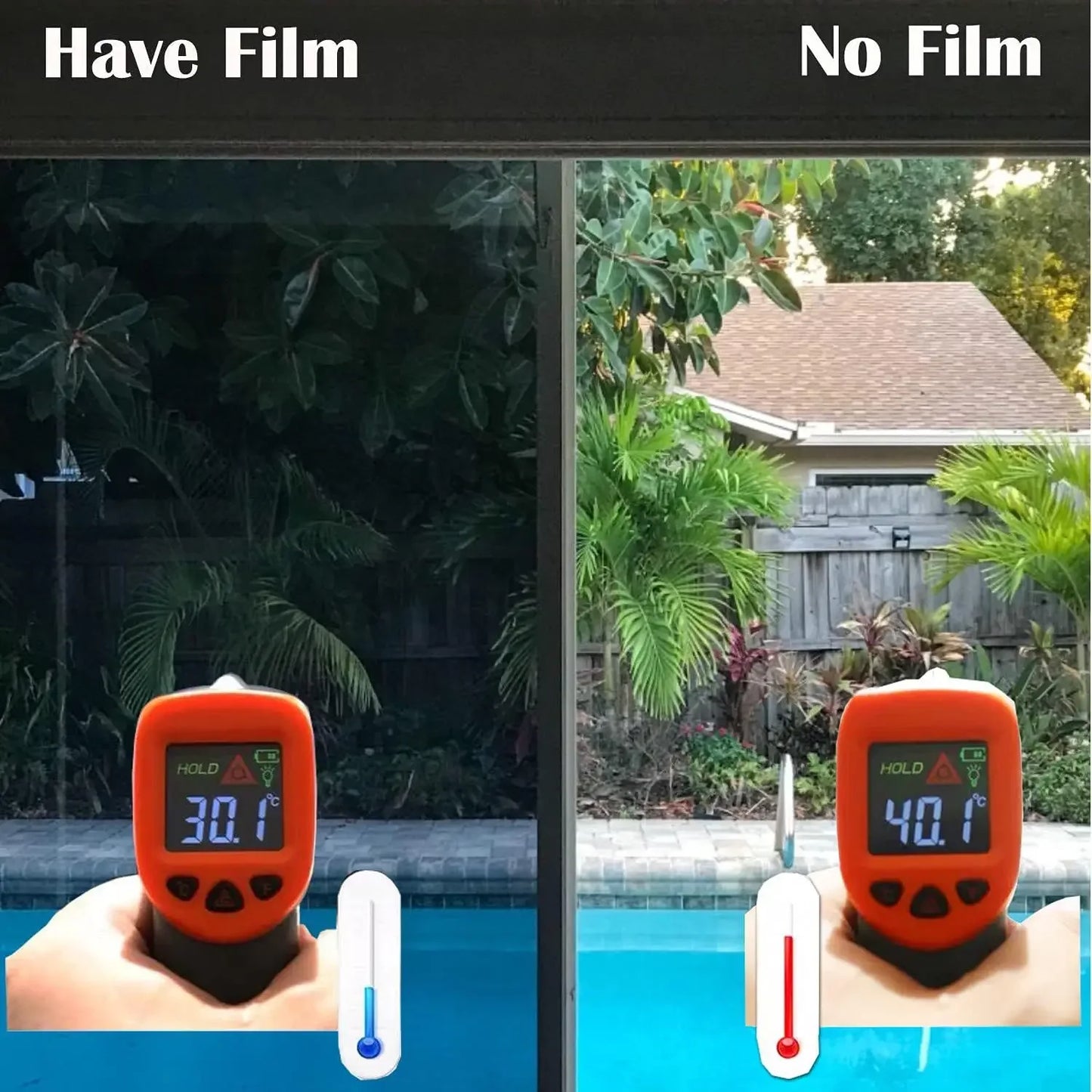 Silver Transparent Sunscreen Film Vinyl Self-Adhesive One Way Mirror PET UV-Proof Drop-Shipping Daytime Private Glass Sticker