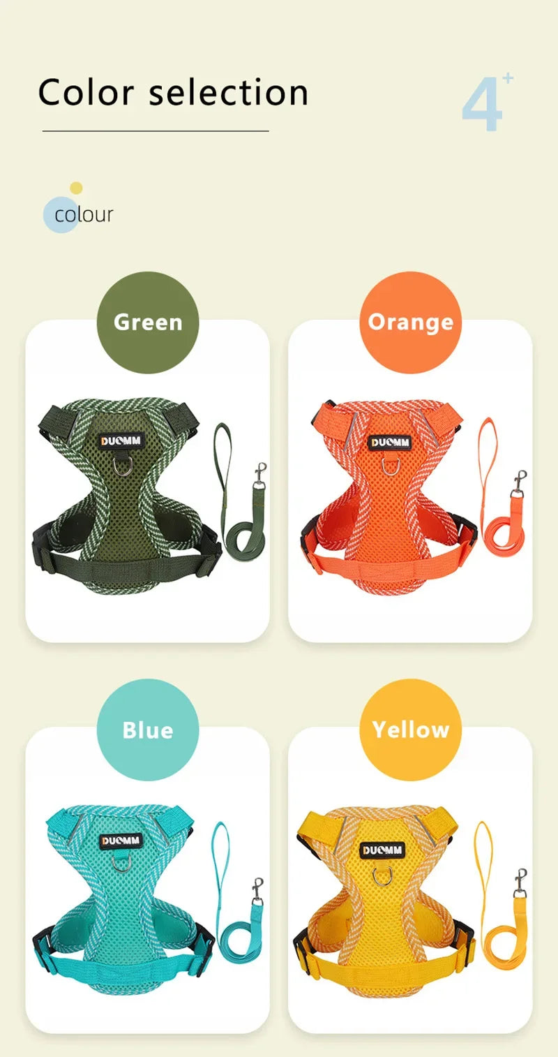 Pet Dogs Harness Comfortable Breathable Chest Back Straps for Small and Medium-sized Dogs Cats Pets Outdoor Reflective Harnesses