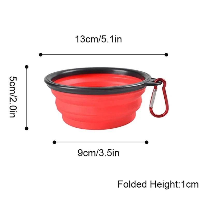 Nuevo tazón plegable de 350 ml con llavero, tazón para mascotas, tazón portátil de viaje para perros, tazón práctico para gatos, tazón plegable indeformable.