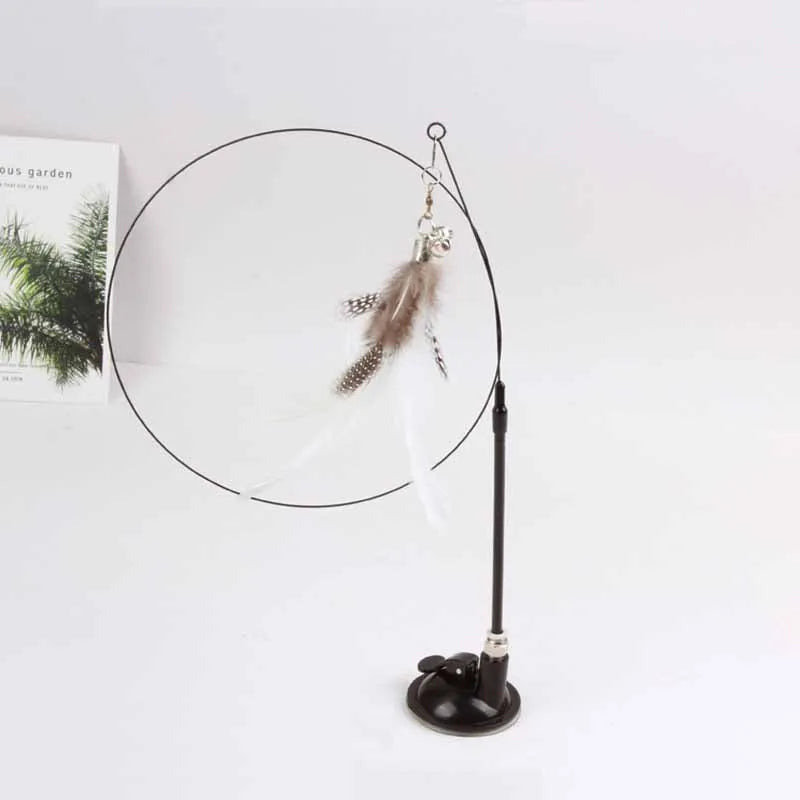 Funny Cat Toy Folorful Fluffy Feather With Bell Sucker Cat Stick Toy Kitten Play Interactive Detachable Teaser Wand Cat Supplies