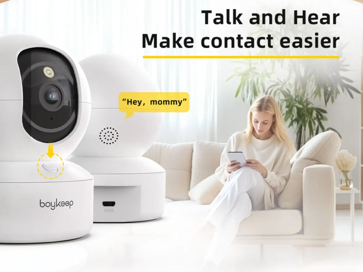 Boykeep 2K Pet Dog Camera with Phone App, 5G/2.4GHz WiFi Indoor Security Baby Camera, 360° Pan & Tilt, 2-Way Audio, Night Vision