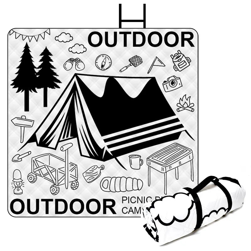 Outdoor Camping Portables Picnic Mat Lawn Mat Thickened Moisture-Proof Camping Mat Aluminum Film Base Machine Washable