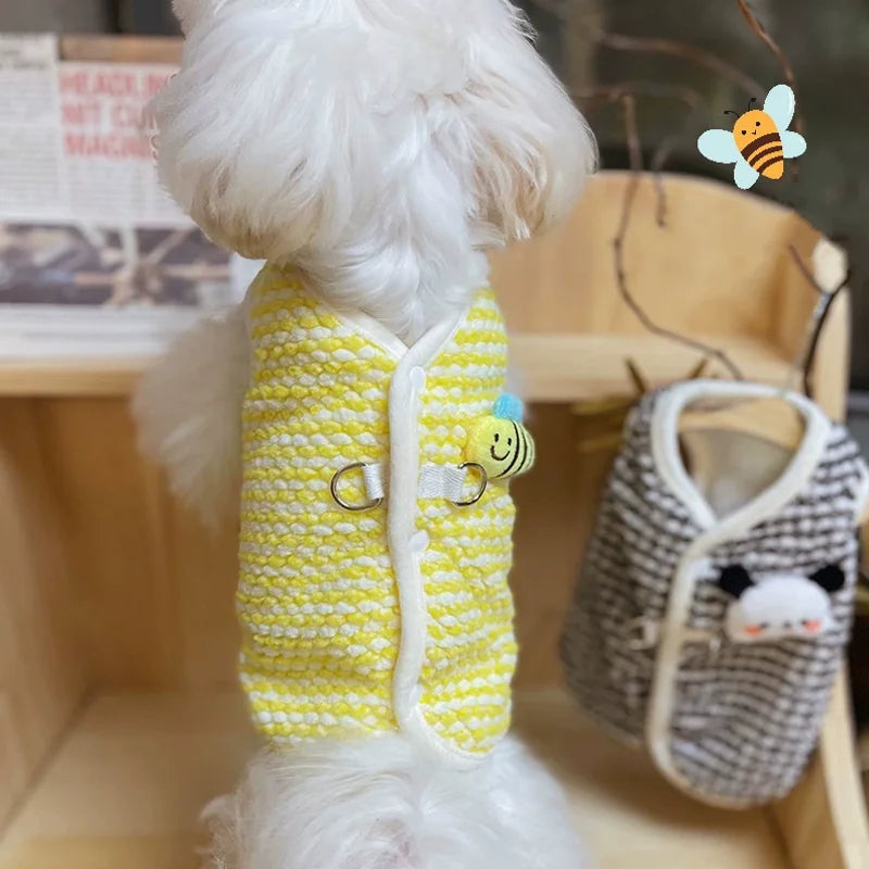 Autumn Winter Dog Clothes Small Dogs Coat Fashion Flower Cat Pet Costume Dog Warm Jacket Chihuahua Bichon Yorkie Plush Dog Vest