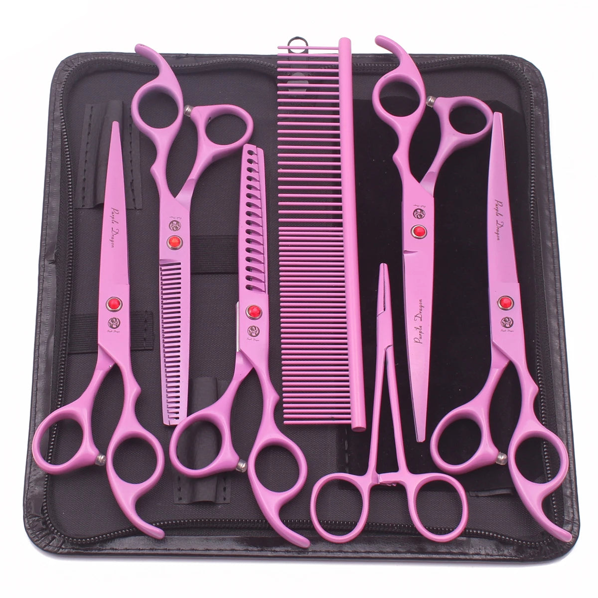Purple Dragon Dog Grooming Scissors 7" Japan Stainless Straight Shears Pet Thinning Scissors Dog Curved Shears Chunker Z3003