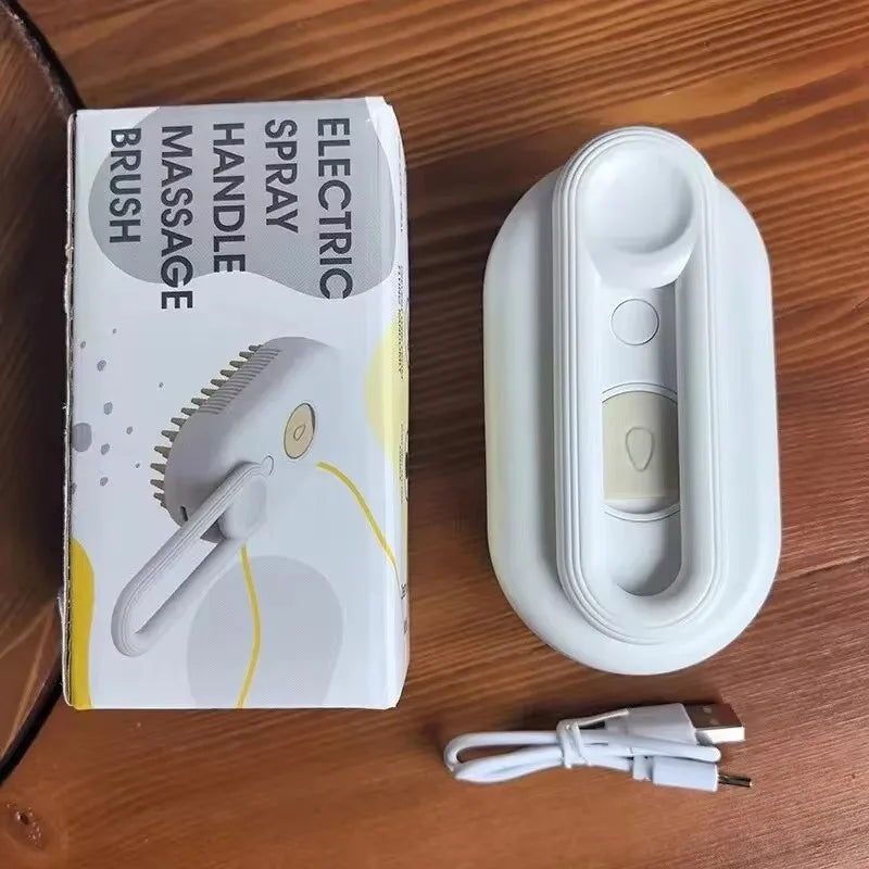 Cepillo masajeador con pulverizador de vapor para gatos y perros, plegable, giratorio y flotante, para depilación y baño.