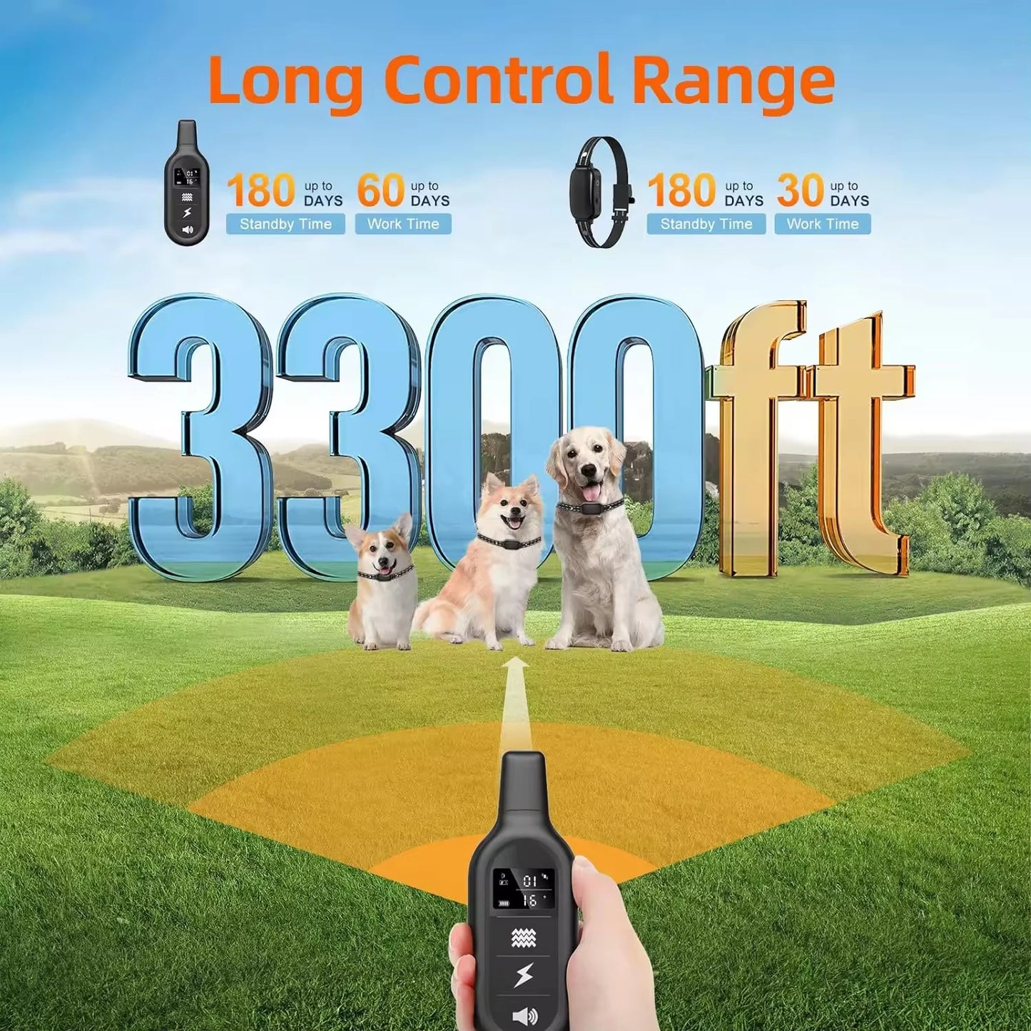 Electric Dog Training Collar Digital Rechargeable Remote Control Waterproof Vibrator Pet Dog Bark Stop Shock Collar for Dogs