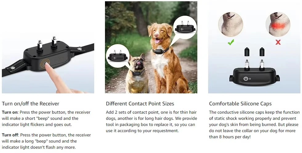 Electric Dog Training Collar Digital Rechargeable Remote Control Waterproof Vibrator Pet Dog Bark Stop Shock Collar for Dogs