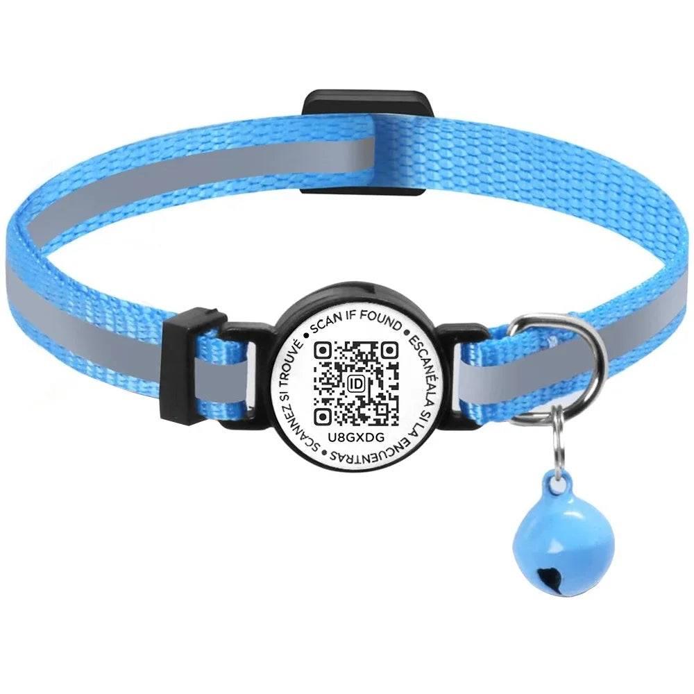 QR Code Pet Tag Cat Collar with qr code ID Tag,Puppy Cat Accessories Reflective Kitten Collars, Cat Tag, Safety Quick Release