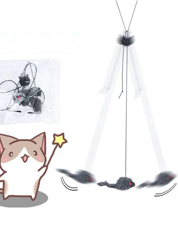 Juguete colgante para puerta con forma de ratón, para gatos, con clip elástico, para saltar, para aliviar el estrés y la ansiedad, ideal para mascotas.