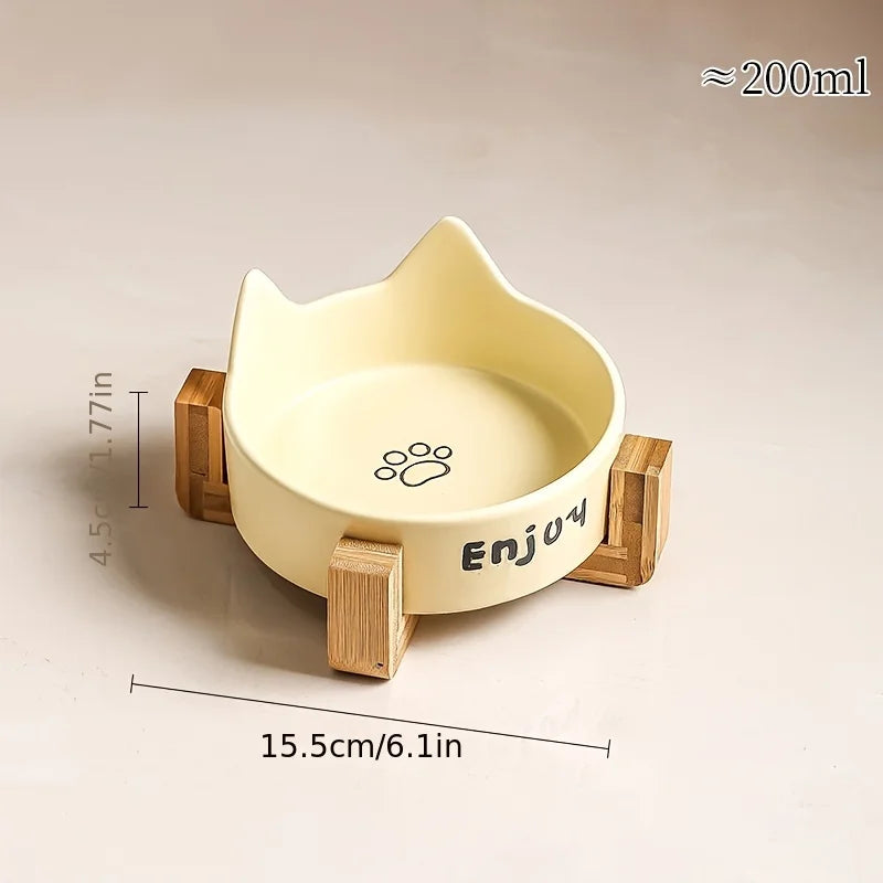Ceramic Raised cat bowl Anti Rollover Cat Feeder for Small Dogs cats Round Pet Water Bowl Pet Supplies
