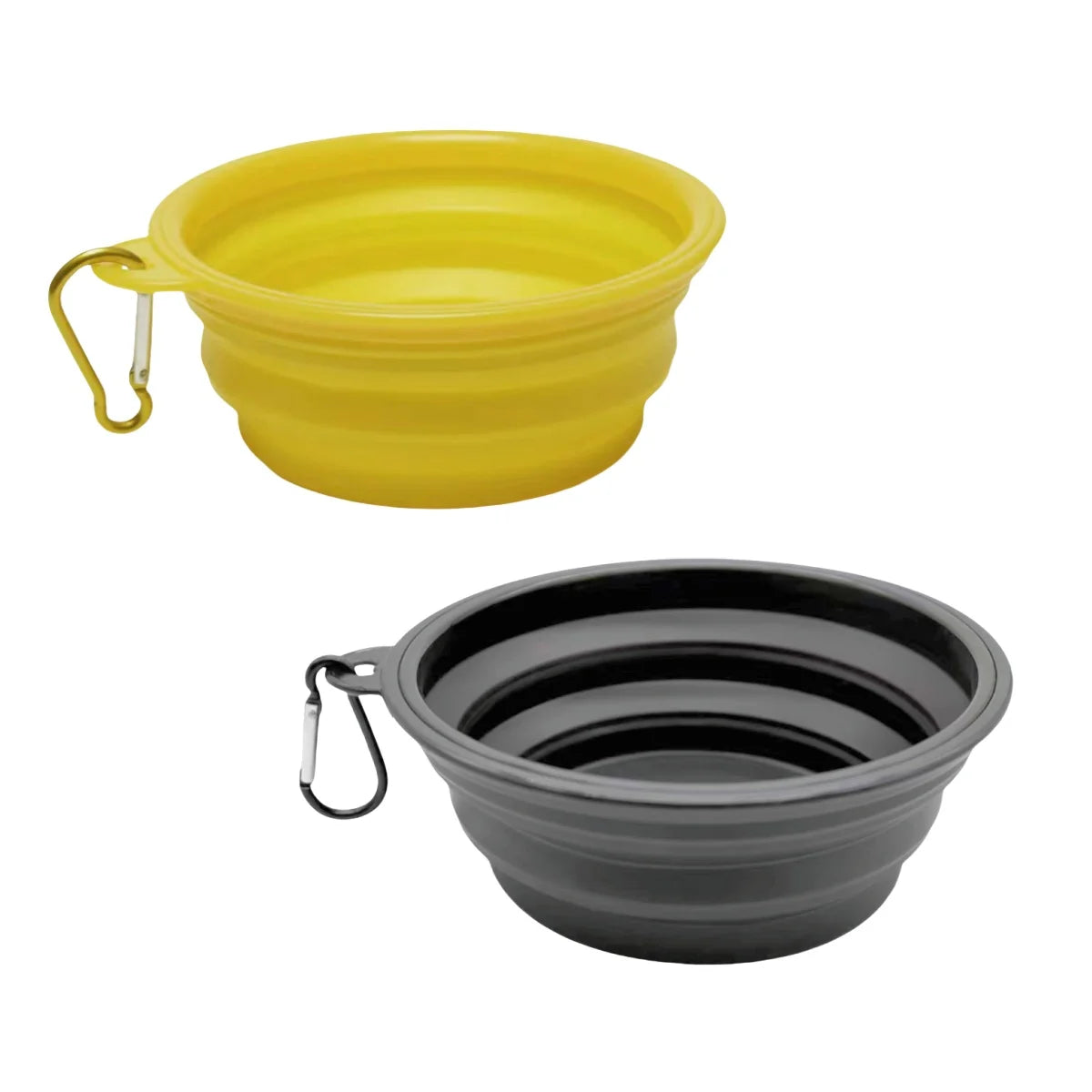 2pcs Collapsible Pet Silicone Dog Food Water Bowl Outdoor Camping Travel Portable Folding Supplies Dishes with Carabiner