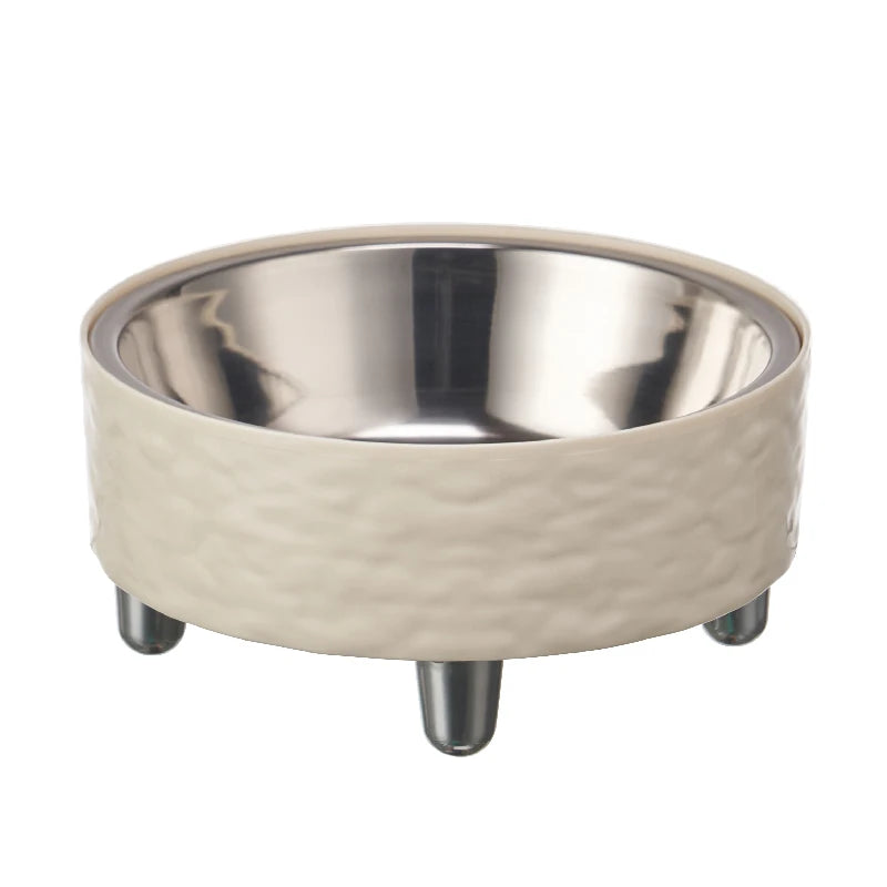 A water ripple high-foot pet bowl, stainless steel dog bowl, stylish and simple feeding and water feeding neck cat bowl, indoor