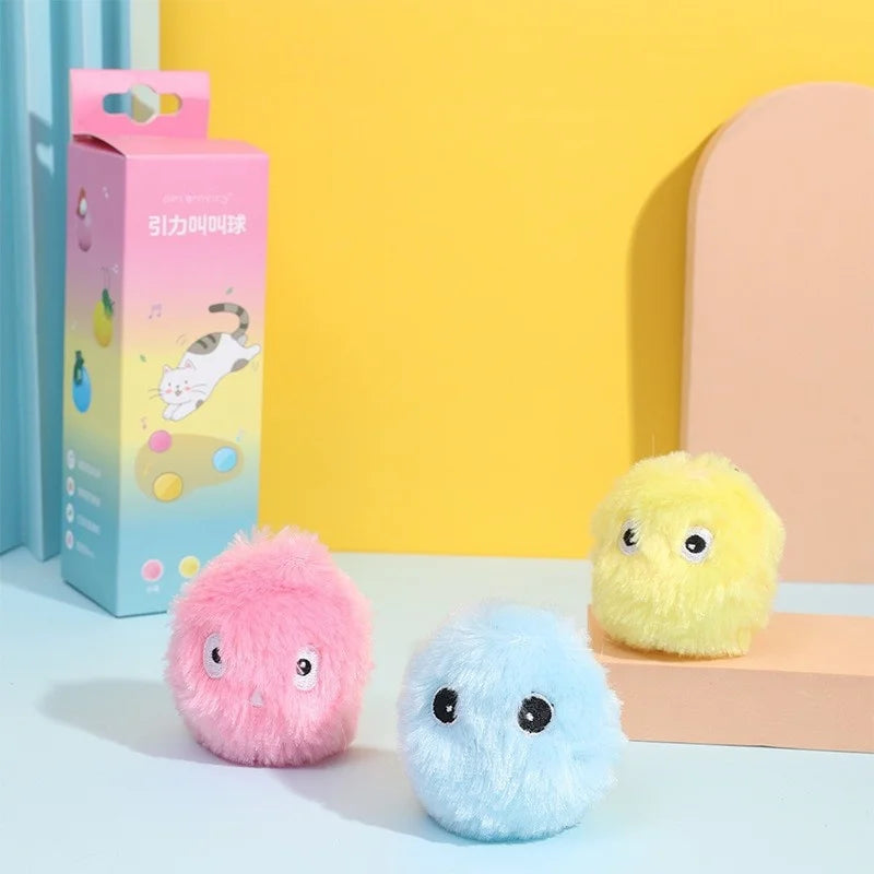 Pelota interactiva inteligente para gatos, juguete de peluche eléctrico con hierba gatera para entrenamiento, juguete con sonido táctil para mascotas, pelota de juguete con chirrido.