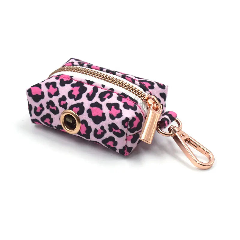 Pink Leopard Dog Harness for Girl Dogs Personalized Name Engraved Pet Collar with Safety Metal Buckles Bowtie Puppy Harness Set